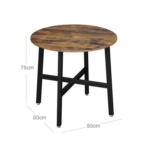Spisebord rundt – VASAGLE 80 × 75 cm, industrielt, rustik brun/sort