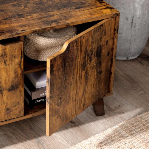 TV-bord til op til 60" – 2 låger, justerbare hylder, rustik brun