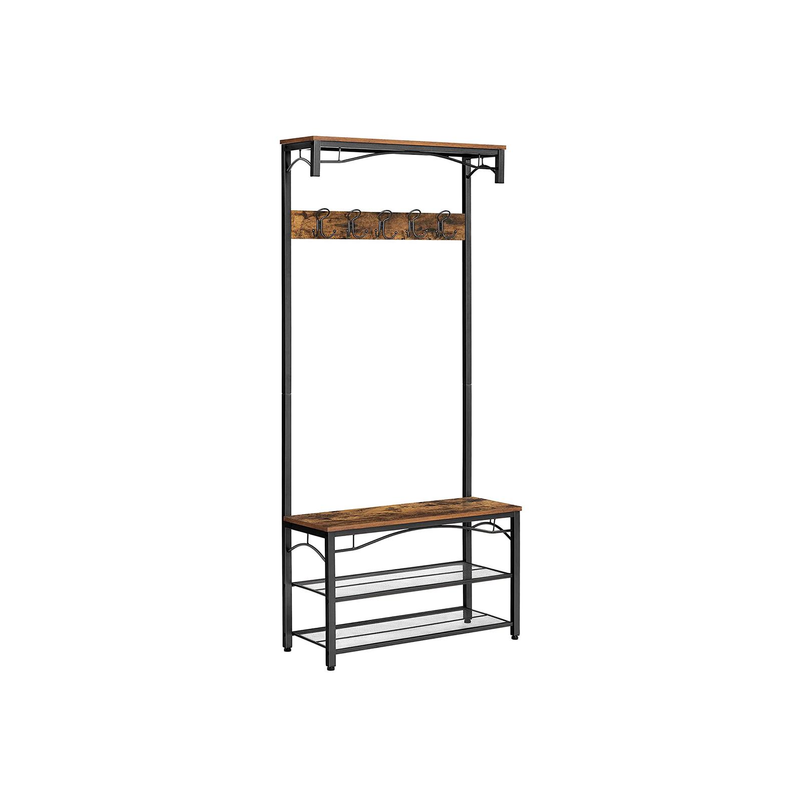 Tørrestativ garderobereol entrébænk med hylder og knager, mat metal, 80 × 32 × 178,5 cm