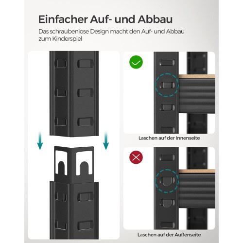 Reolsystem metal 30 × 75 × 150 cm, 650 kg, justerbare hylder, industrielt look, rustik brun/sort