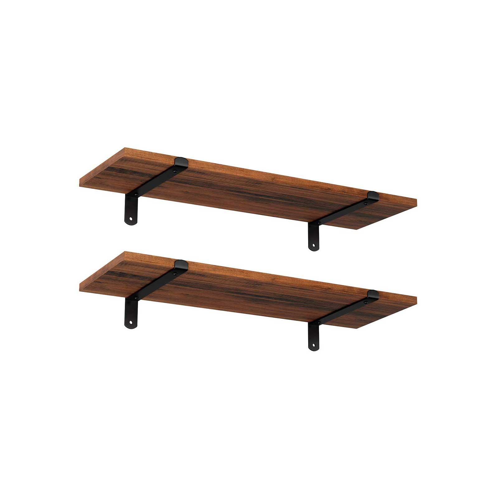 Væghylder 2-pak 60 × 20 × 7 cm flydende hylder i retrolook, brun/sort