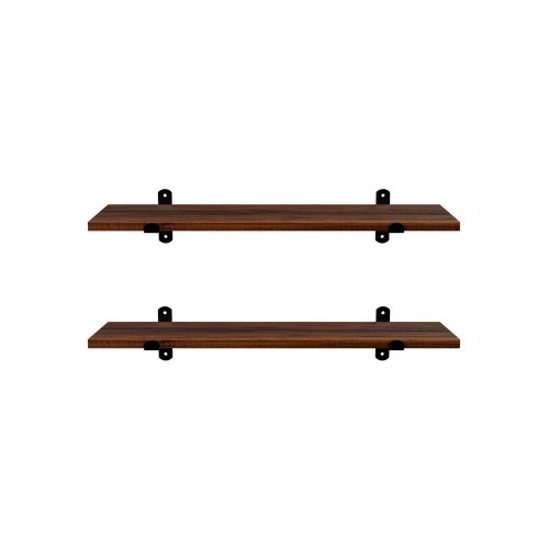 Væghylder 2-pak 60 × 20 × 7 cm flydende hylder i retrolook, brun/sort