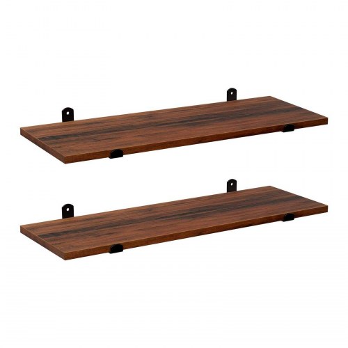 Væghylder 2-pak 60 × 20 × 7 cm flydende hylder i retrolook, brun/sort