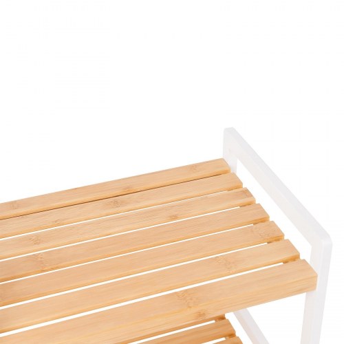 Reol med 5 hylder bambus, naturlig/hvid, 45 × 31,5 × 142 cm