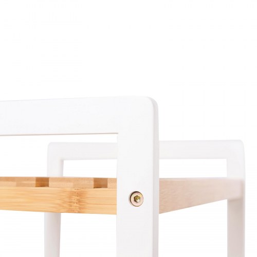 Reol med 5 hylder bambus, naturlig/hvid, 45 × 31,5 × 142 cm