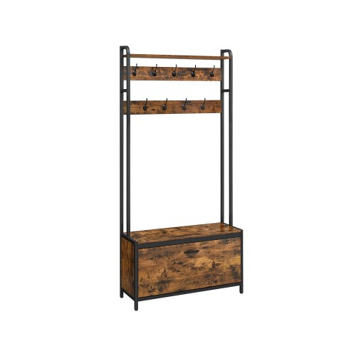 Tøjstativ med bænk og skoskab vintage brun/sort