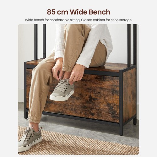 Tøjstativ med bænk og skoskab vintage brun/sort