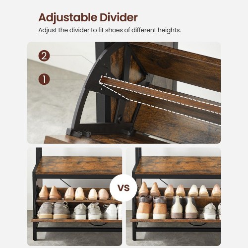 Tøjstativ med bænk og skoskab vintage brun/sort