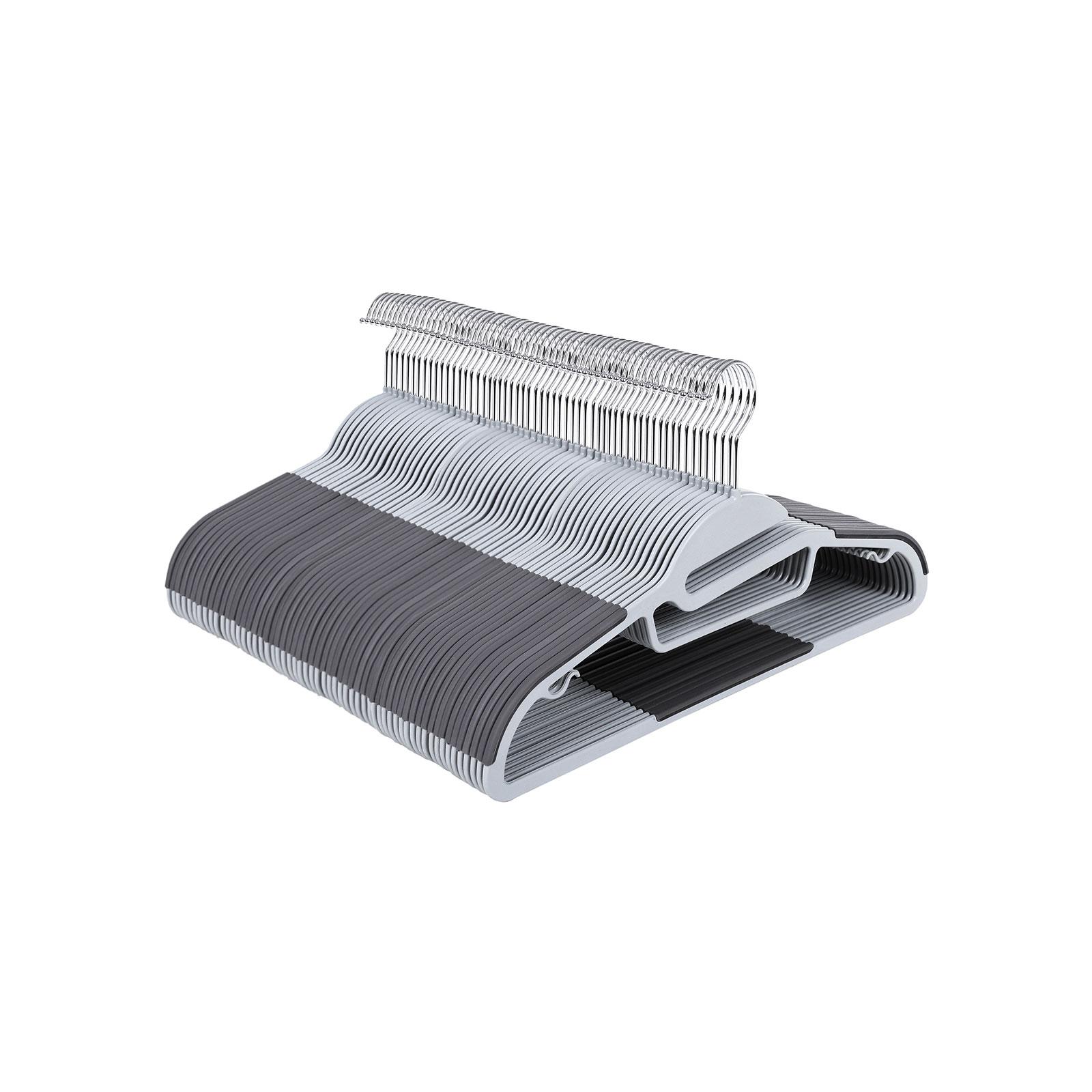 Bøjler plastbøjler 50 stk., U-formet åbning, skridsikre, pladsbesparende, 0,5 cm, 41,5 cm, 360° krog, lys/mørkegrå