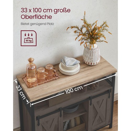 Opbevaringsskab sideboard til køkken 33×100×80 cm, natur/sort, LSC092B50