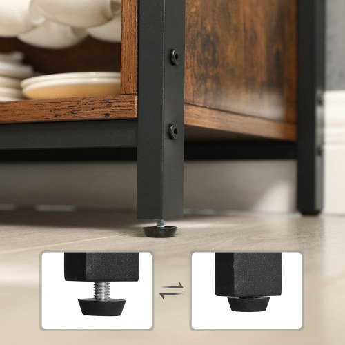 Skænk med skydelåger industrielt design, rustik brun/sort, 100 × 35 × 70 cm