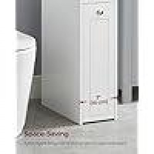 Badeværelsesskab smalt fritstående opbevaring med udtræksskuffer, hvid (40 × 18 × 70 cm)