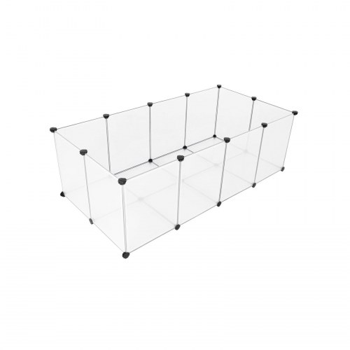 Kæledyrs løbegård med bund transparent plast, til marsvin, hamster, pindsvin og kanin, hvid (LPC02W)
