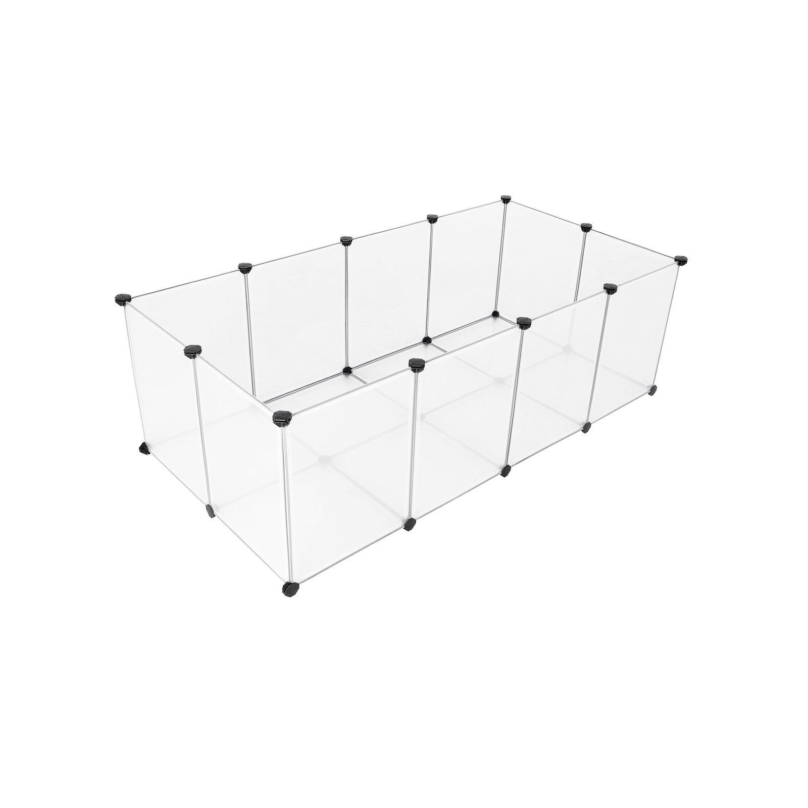 Kæledyrs løbegård med bund transparent plast, til marsvin, hamster, pindsvin og kanin, hvid (LPC02W)