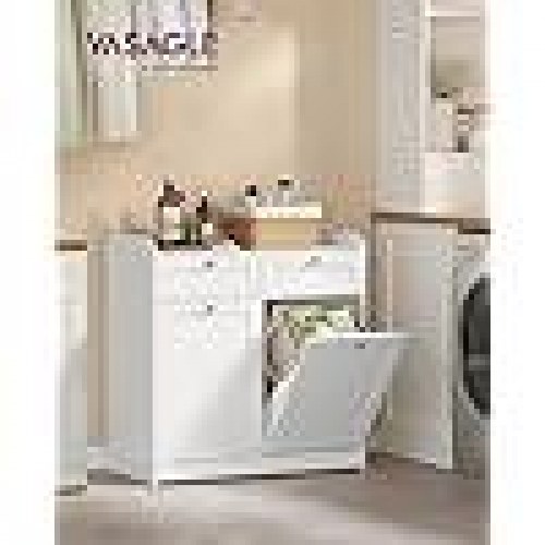 Badeværelsesskab med vasketøjskurve 2 skuffer, 2 udtrækskurve, 40 × 78,9 × 80,2 cm, Cloud White