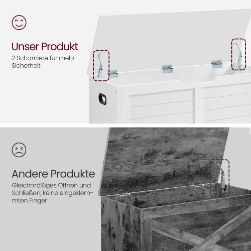 Opbevaringsbænk hvid 100 × 40 × 46 cm med sikkerhedshængsler