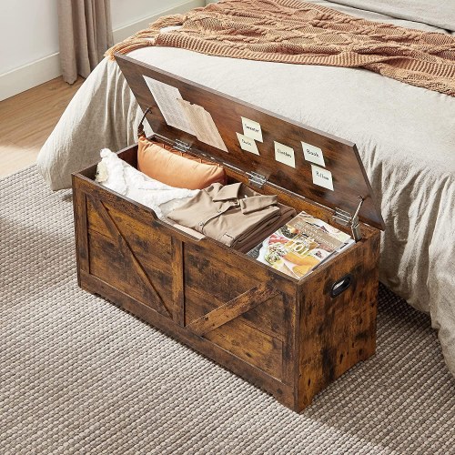Opbevaringsbænk trælook 100 × 40 × 46 cm, rustik brun