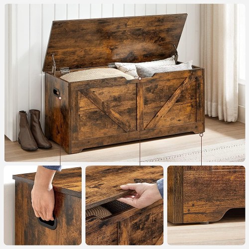 Opbevaringsbænk trælook 100 × 40 × 46 cm, rustik brun