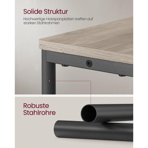 Sidebord med stikkontakt slankt 3-niveaus sofabord/natbord, magasinholder, Heather Greige/Ink Black
