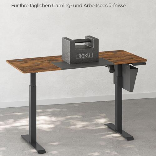 Hæve-sænkebord elektrisk – SONGMICS, 60 × 140 × 72–120 cm, hukommelse med 4 højder, lastbeskyttelse, vintage brun/sort (LSD016X01)