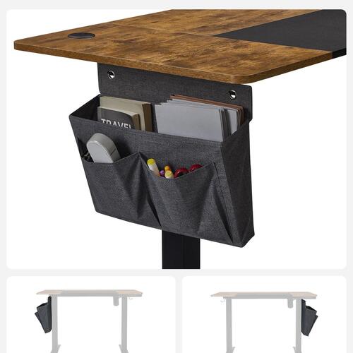Hæve-sænkebord elektrisk – SONGMICS, 60 × 140 × 72–120 cm, hukommelse med 4 højder, lastbeskyttelse, vintage brun/sort (LSD016X01)