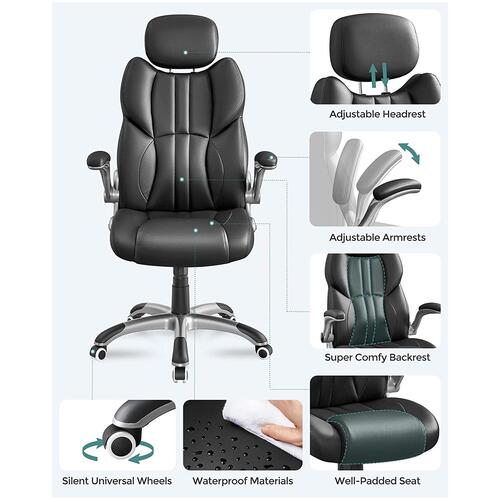 Kontorstol med høj ryg – SONGMICS Office Racing Chair, sort (OBG65BK)