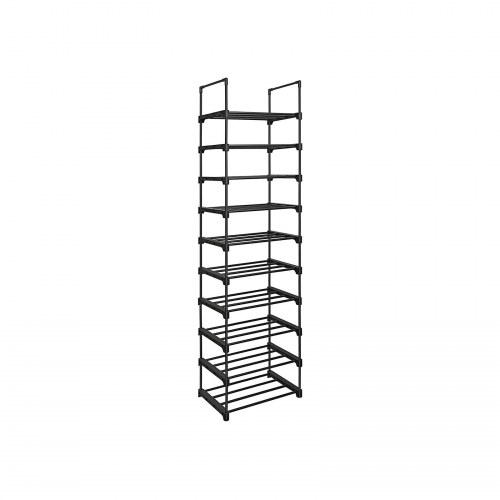 Skostativ 10 niveauer metal, pladsbesparende, sort 30 × 45 × 174 cm