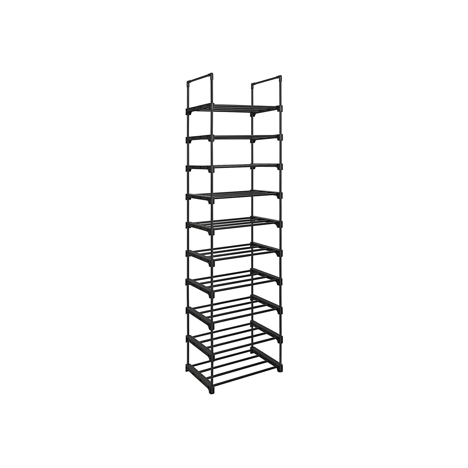 Skostativ 10 niveauer metal, pladsbesparende, sort 30 × 45 × 174 cm