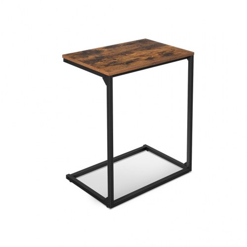 Sofabord på hjørnet sidebord i industrielt look, rustik brun/sort, 55 × 35 × 66 cm