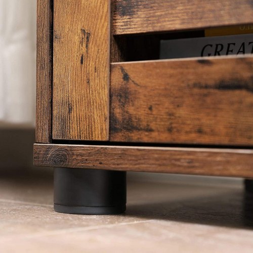 Underskab til vask badeværelsesskab 60 × 30 × 63 cm, rustik brun med lameldøre