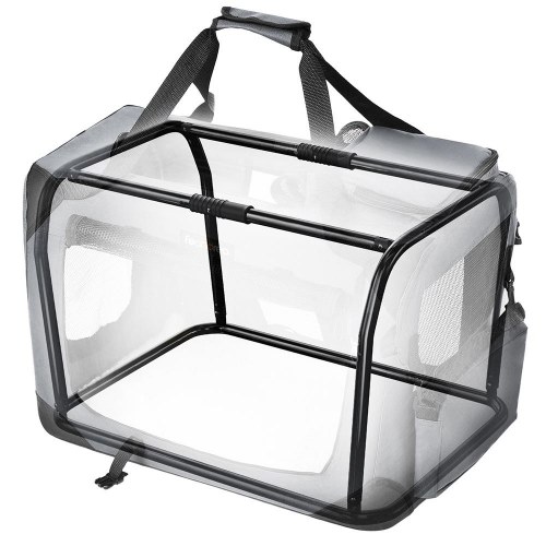 Transporttaske til hund - FEANDREA, sammenklappelig stoftaske, 60 × 42 × 42 cm, grå