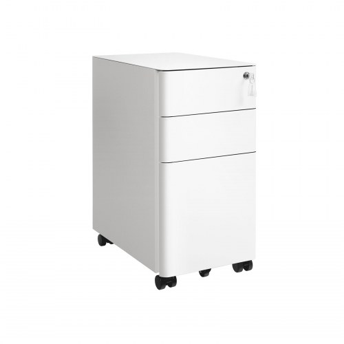 Arkivskab på hjul – SONGMICS mobil kontorskuffe med lås, 3 skuffer, hvid