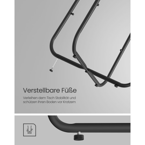 Sofabord rund med stofkurv sidebord/natbord, 45 × 50 cm, ibenholt-sort og skifergrå