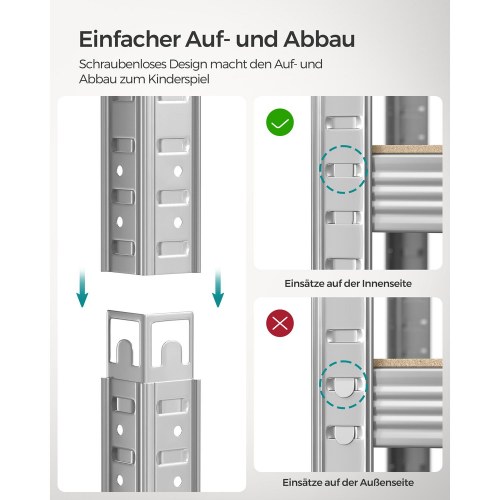 Reol til garage 5 hylder sæt á 2, stål, 50 × 100 × 200 cm, sølv