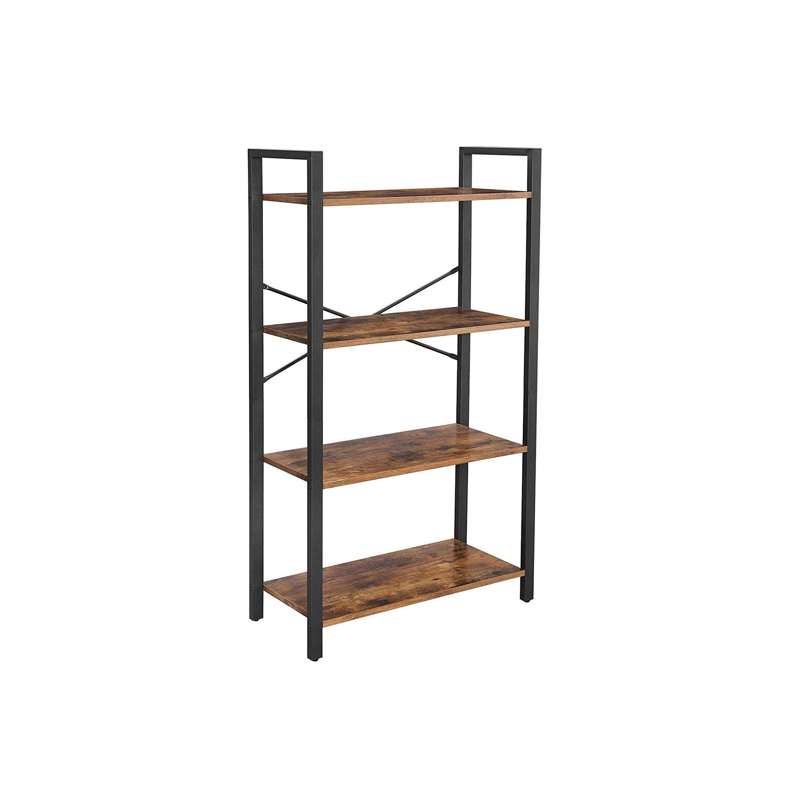 Stigehylde 4-niveaus bogreol, 120 cm, industrielt look - rustik brun/sort