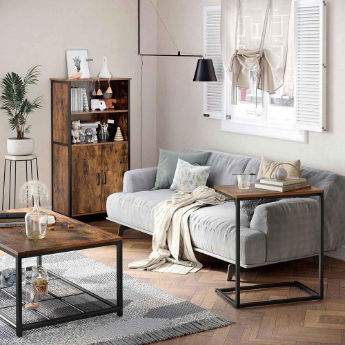 Opbevaringsskab fritstående, industrielt, rustik brun/sort, 60 × 35 × 125 cm