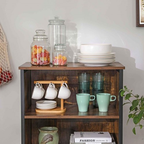 Opbevaringsskab fritstående, industrielt, rustik brun/sort, 60 × 35 × 125 cm