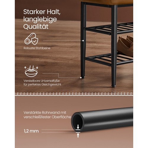 Skobænk med opbevaring EKHO, kunstlæder, 30 × 80 × 50 cm, karamel