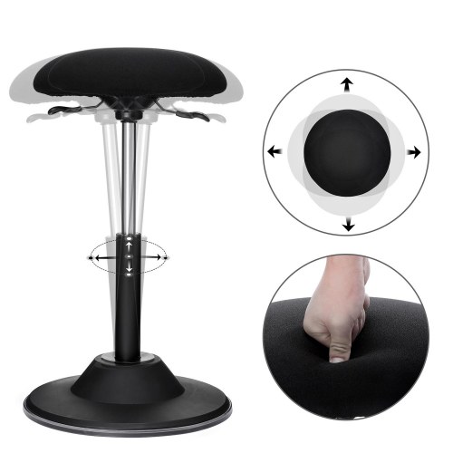 Ergonomisk balancestol aktiv siddestol, højdejusterbar 50–70 cm, 360° drej, sort (OSC01BK)