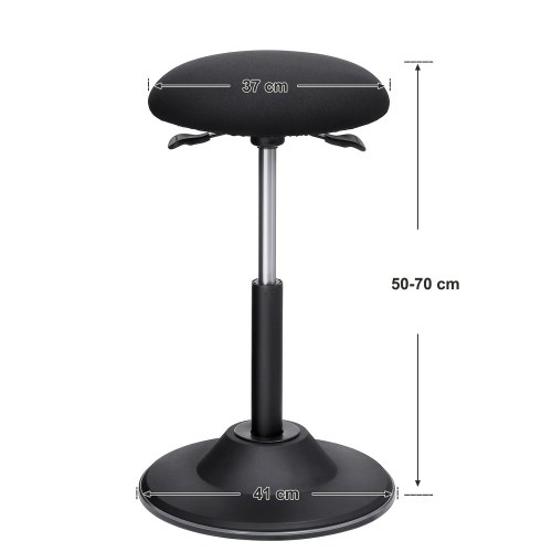 Ergonomisk balancestol aktiv siddestol, højdejusterbar 50–70 cm, 360° drej, sort (OSC01BK)