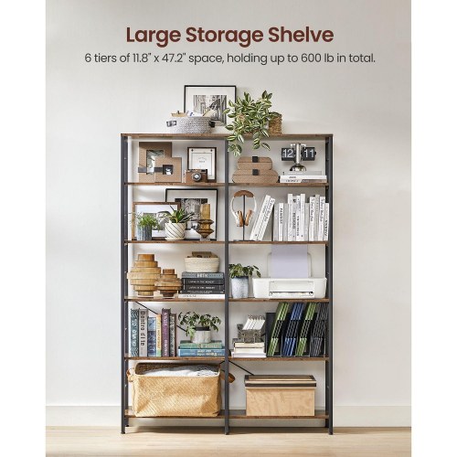 Bogreol 5 hylder – VASAGLE, vintage brun/sort, LLS114B01