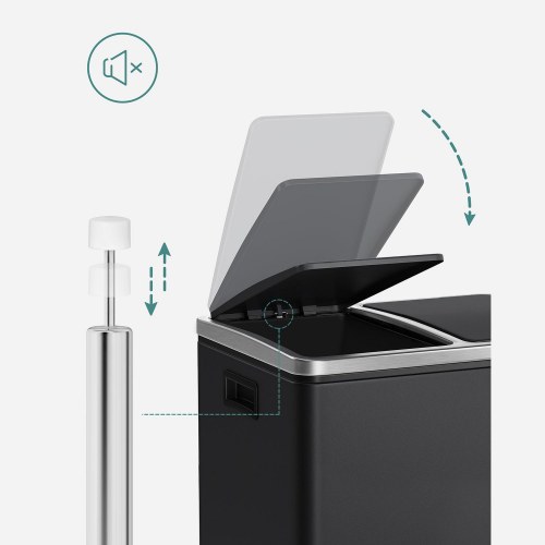 Skraldespand til affaldssortering 2 x 15 l pedal, stål, sort