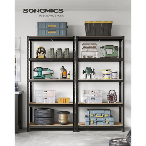 Reol med 5 hylder stålhylle, 50 × 100 × 200 cm, sort