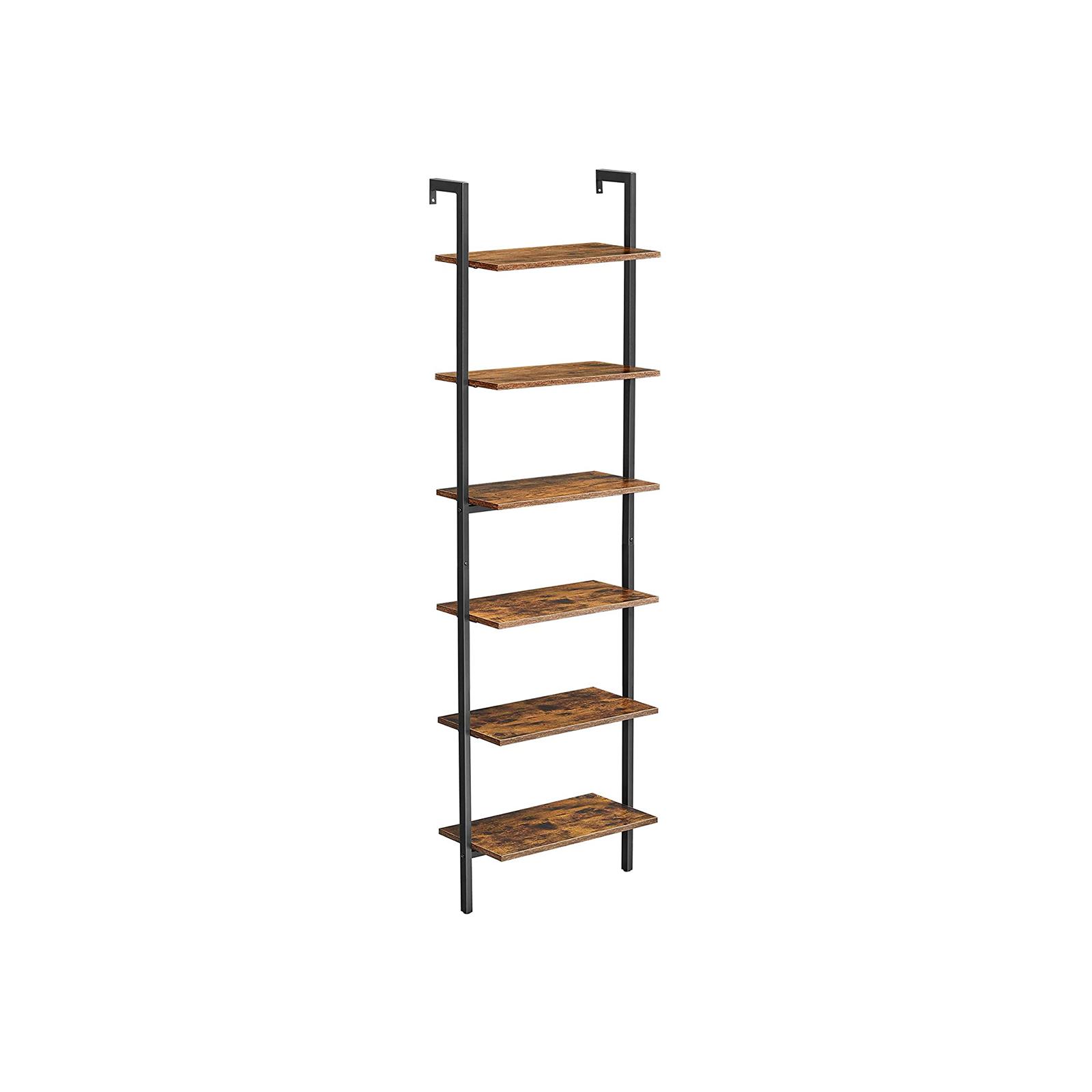 Stigehylde 6 niveauer, industriel, rustik brun/sort, 60 × 30 × 204,8 cm