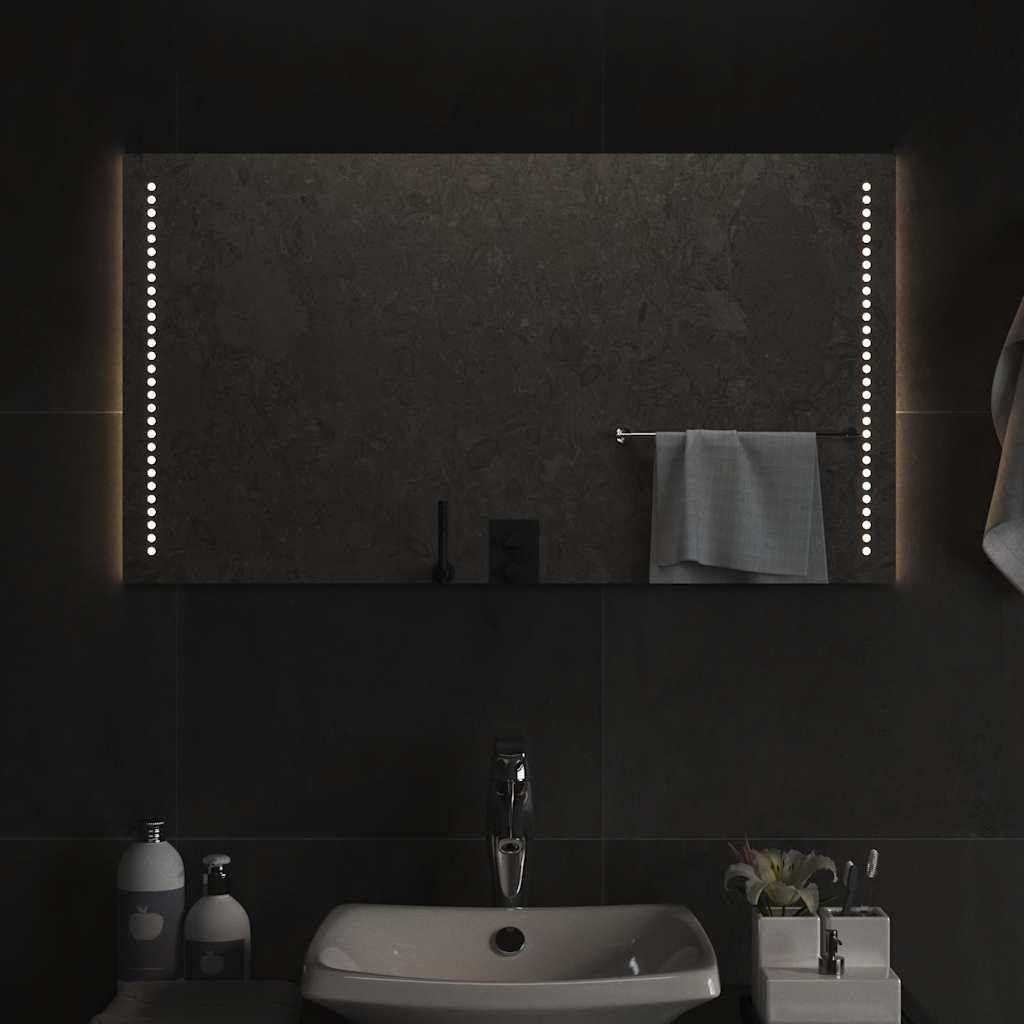 badeværelsesspejl med LED-lys 80x50 cm