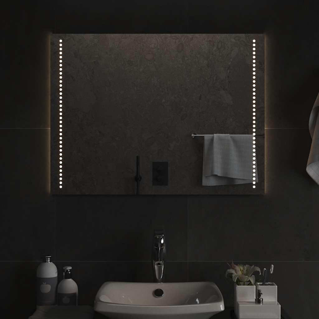 badeværelsesspejl med LED-lys 80x60 cm