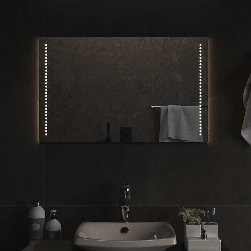 badeværelsesspejl med LED-lys 80x50 cm
