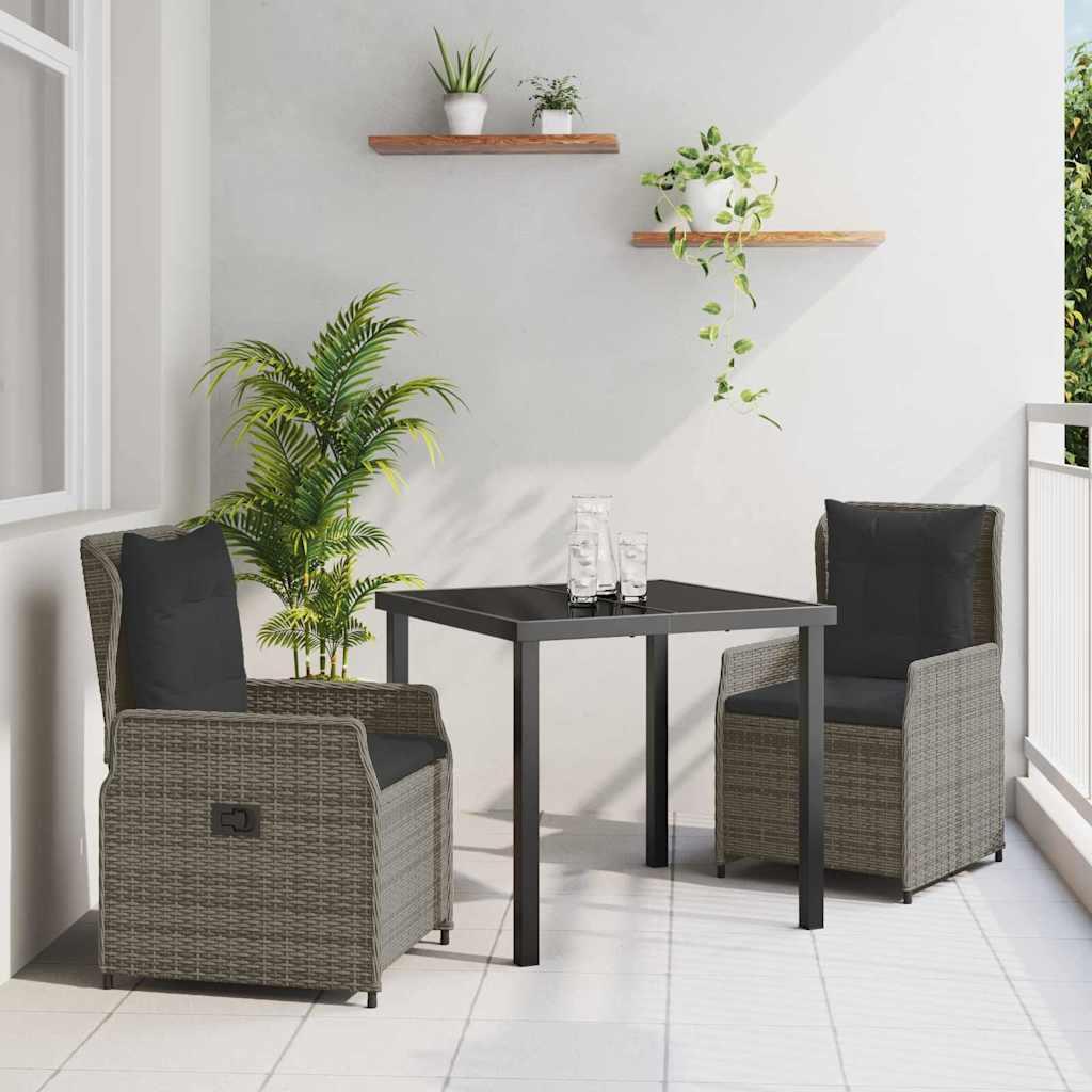 Have spisebordssæt i grå polyrattan - 3 dele
