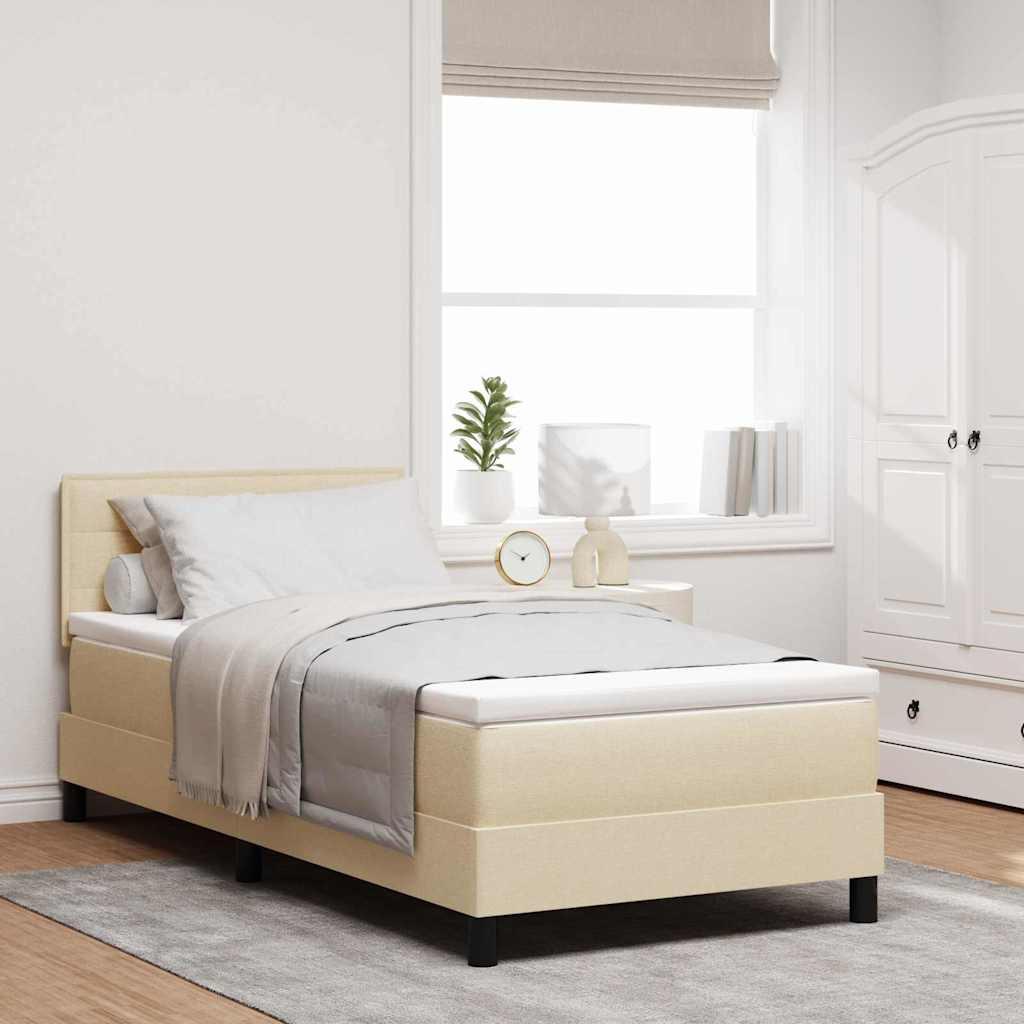 Box spring seng med madras med LED Creme 80 x 200 cm Stof