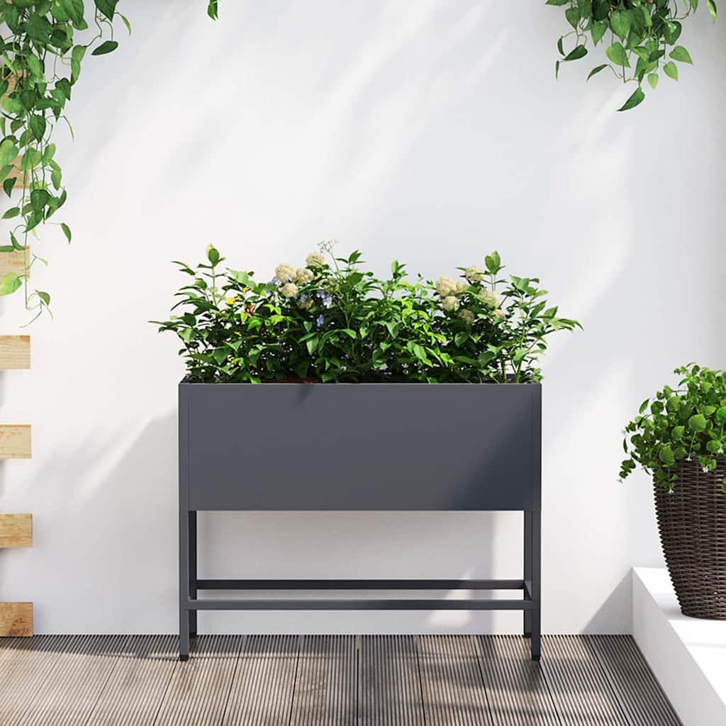 Hævet plantekasse i stål - antracit, 60 × 26 × 45 cm